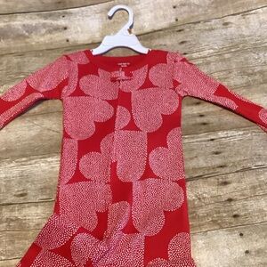 Carter's Red one piece with White Dots hearts zip up.